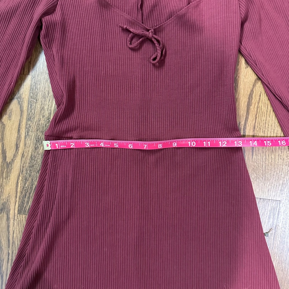 Reformation Annabella Ribbed Knit Long Sleeve Mini‎ Dress Tie Front Size  Large - Picture 8 of 12